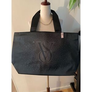 Victoria’s Secret tote large with diamonds overnight bag, black